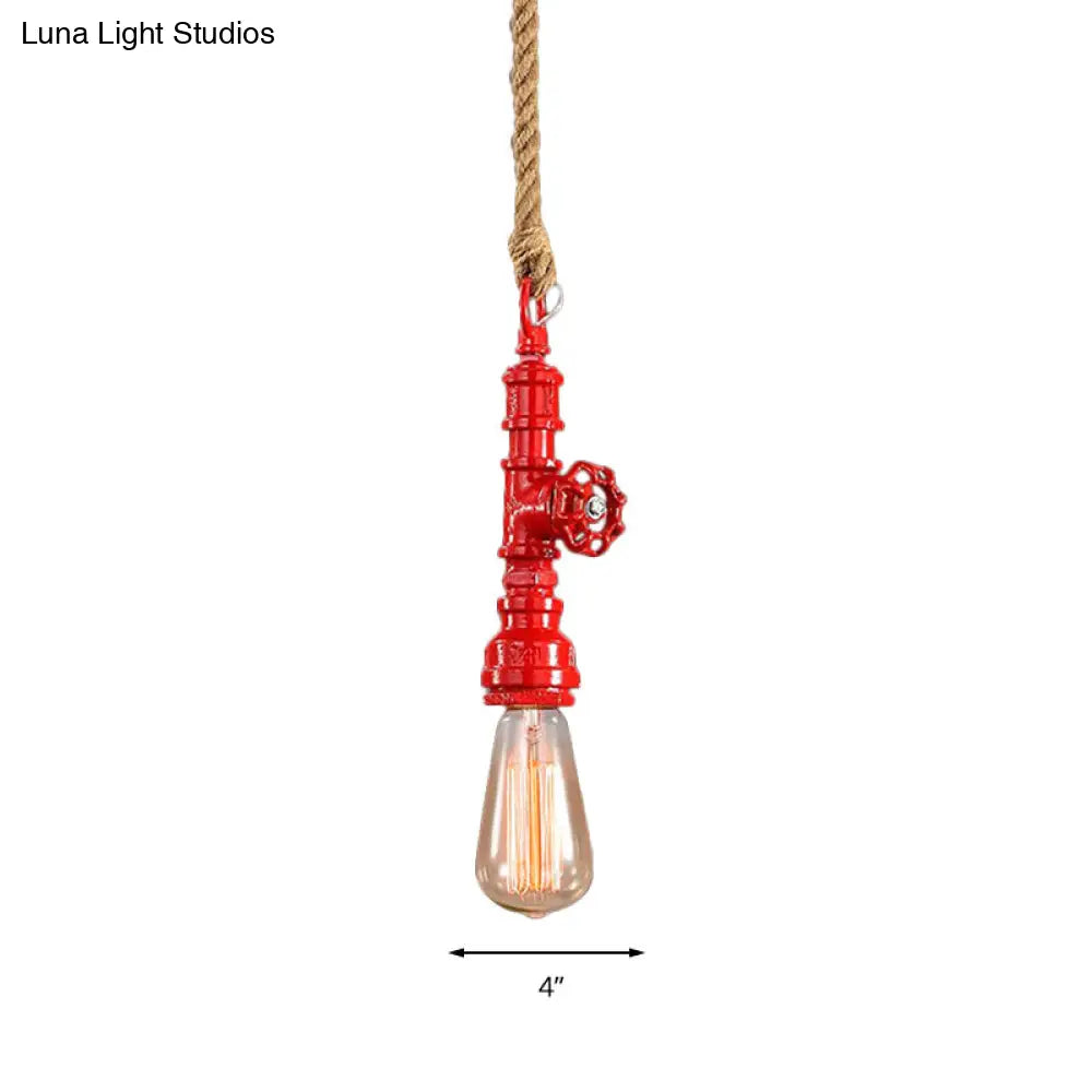 Iron Industrial Style Pipe Ceiling Light Fixture Red/Blue Finish Stairway Suspended