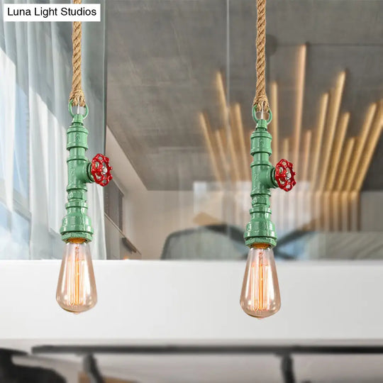 Iron Industrial Style Pipe Ceiling Light Fixture Red/Blue Finish Stairway Suspended