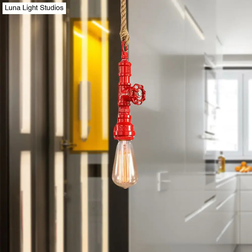 Iron Industrial Style Pipe Ceiling Light Fixture Red/Blue Finish Stairway Suspended