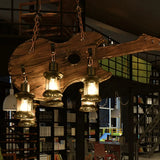Iron Lantern Chandelier Antique Pendant Lighting For Commercial Restaurants With Wooden Accents