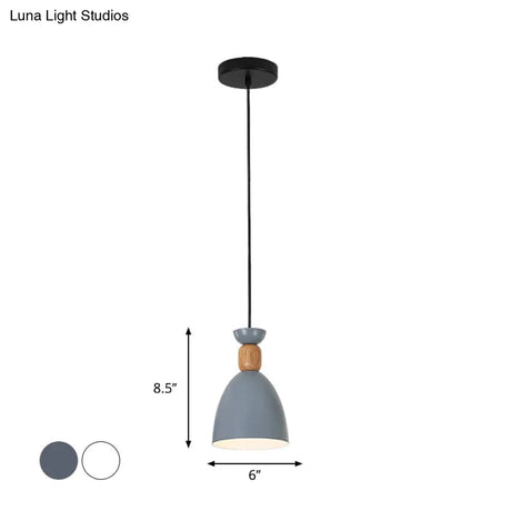 Iron Nordic Pendant Lamp With Oval/Cone/Dome Shade In Grey/White For Bedroom