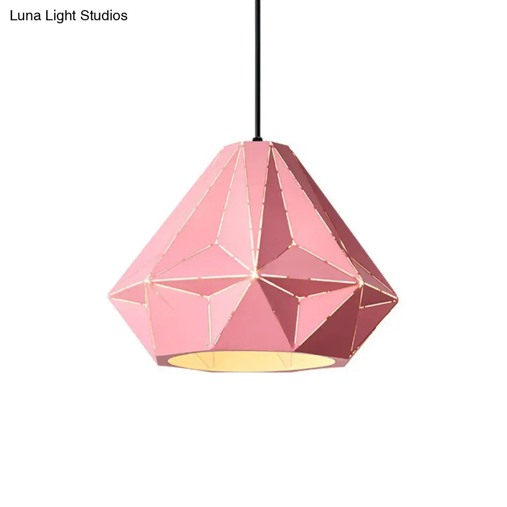 Iron Origami Lighting Fixture With Diamond Pendulum Design Pendant