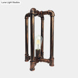 Iron Rust Industrial Nightstand Lamp With Cross Pipe Design - Task Lighting For Restaurants