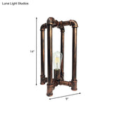 Iron Rust Industrial Nightstand Lamp With Cross Pipe Design - Task Lighting For Restaurants