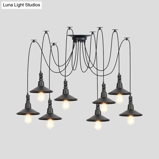 Vintage Iron Saucer Led Pendant - Black 2/3/6 Lights Bar Swag Pendulum Lamp