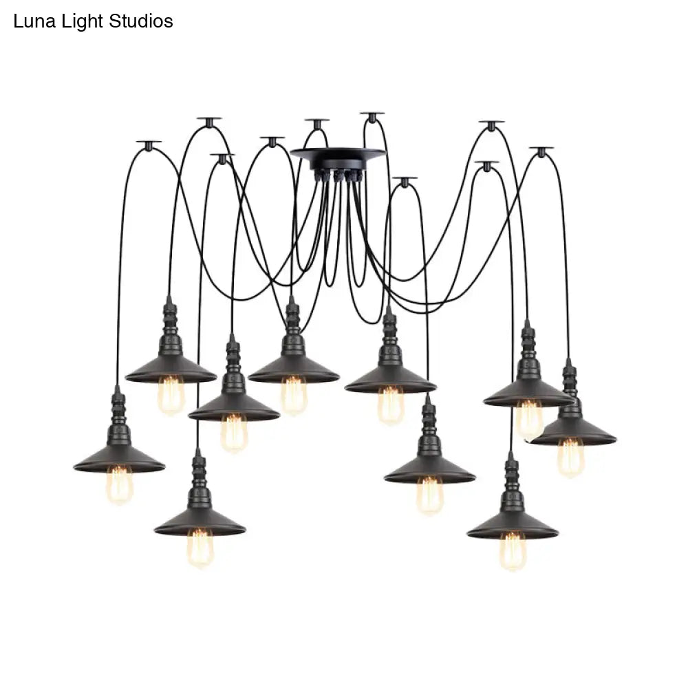 Vintage Iron Saucer Led Pendant - Black 2/3/6 Lights Bar Swag Pendulum Lamp