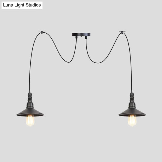 Vintage Iron Saucer Led Pendant - Black 2/3/6 Lights Bar Swag Pendulum Lamp