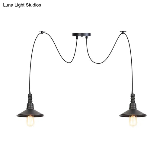 Iron Saucer Vintage Led Pendant Light With Multiple Lights Black Finish