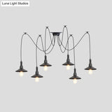 Iron Saucer Vintage Led Pendant Light With Multiple Lights Black Finish