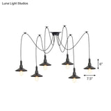 Iron Saucer Vintage Led Pendant Light With Multiple Lights Black Finish