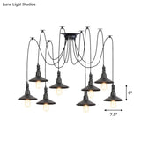 Iron Saucer Vintage Led Pendant Light With Multiple Lights Black Finish