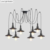 Iron Saucer Vintage Led Pendant Light With Multiple Lights Black Finish