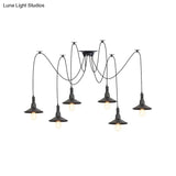 Iron Saucer Vintage Led Pendant Light With Multiple Lights Black Finish