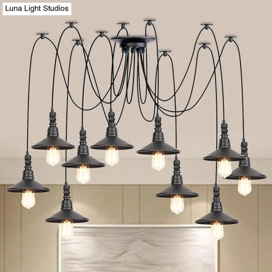 Vintage Iron Saucer Led Pendant - Black 2/3/6 Lights Bar Swag Pendulum Lamp 10 /