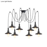 Iron Saucer Vintage Led Pendant Light With Multiple Lights Black Finish