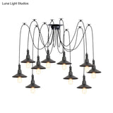 Iron Saucer Vintage Led Pendant Light With Multiple Lights Black Finish