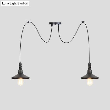 Iron Saucer Vintage Led Pendant Light With Multiple Lights Black Finish