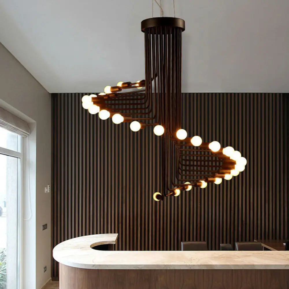 Iron Spiral Desk Pendant Light - Loft Style Ceiling Chandelier Fixture 16 / Black