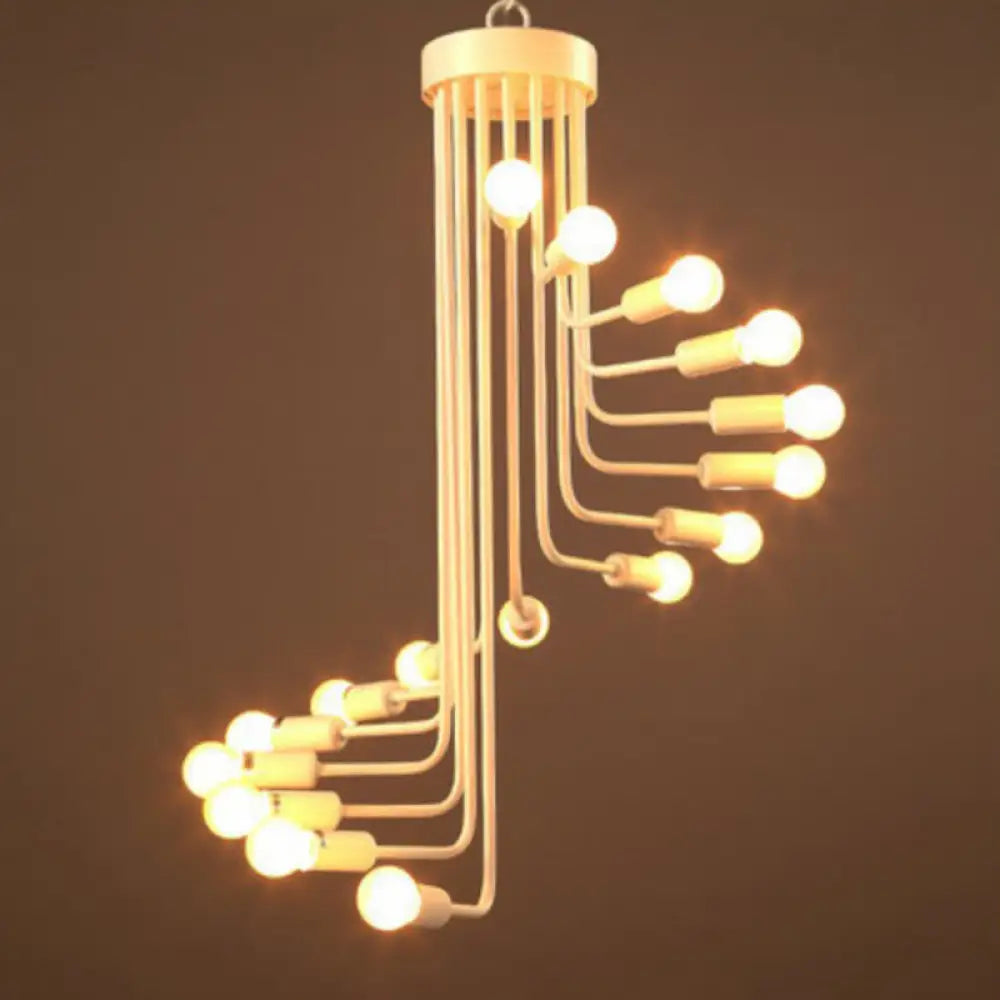 Iron Spiral Desk Pendant Light - Loft Style Ceiling Chandelier Fixture 16 / White