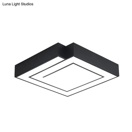 Iron Square Led Flush Mount Lighting - 18’/21.5’ White/Black Bedroom White/Warm Light