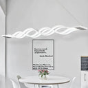 Iron Surge Linear Chandelier Pendant with Minimal White LED Design in Warm/White Light for Table White / White