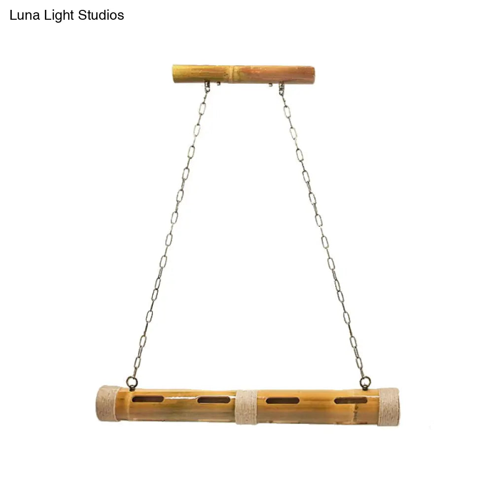 Iron Vintage-Style Bistro Island Lights With Beige Tube Shades