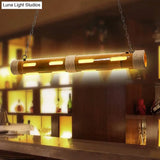Iron Vintage-Style Bistro Island Lights With Beige Tube Shades