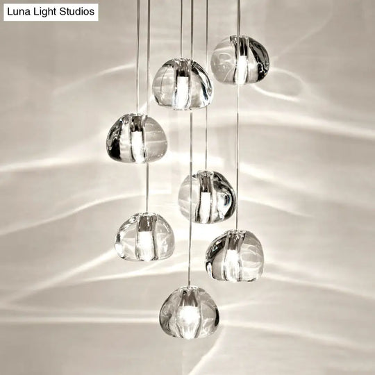 Irregular Ball Crystal Pendant Light - 5/7 Lights Cluster For Living Room Minimal Clear Hanging