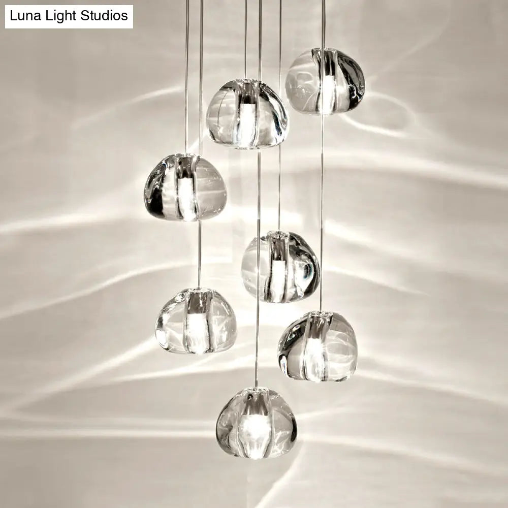 Irregular Crystal Ball Pendant Light With 5/7 Lights For Minimalistic Living Room Decor