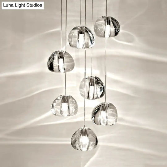 Irregular Crystal Ball Pendant Light With 5/7 Lights For Minimalistic Living Room Decor