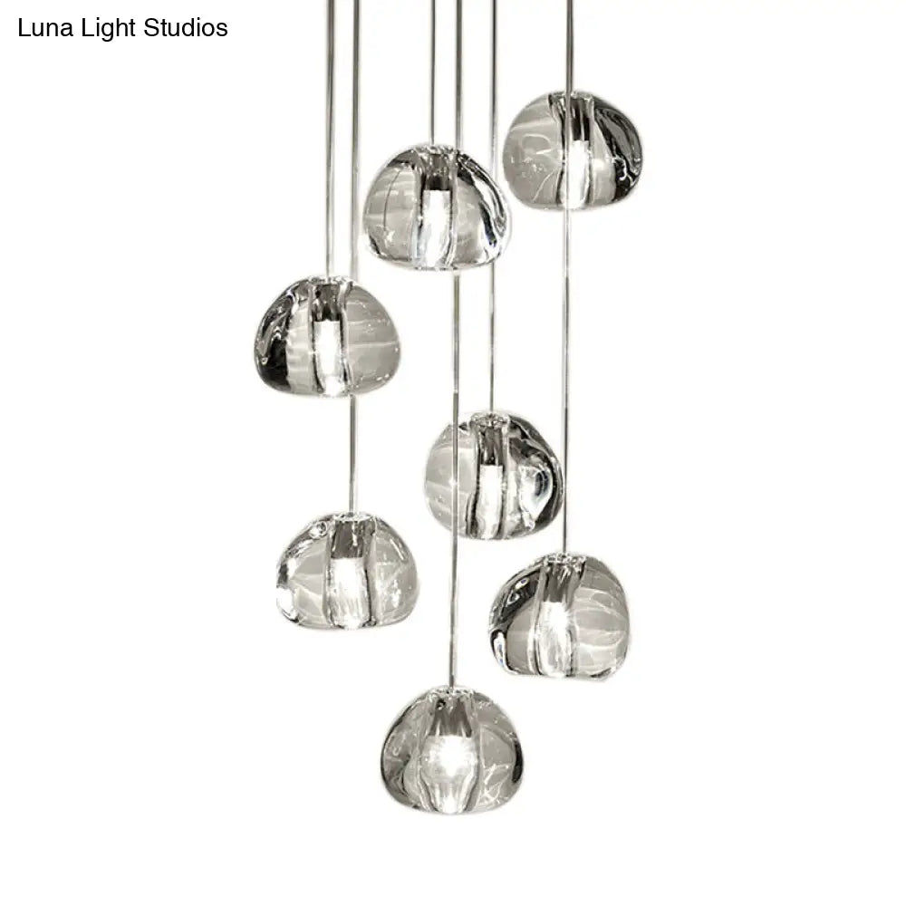 Irregular Ball Crystal Pendant Light - 5/7 Lights Cluster For Living Room Minimal Clear Hanging