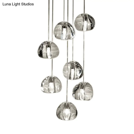 Irregular Ball Crystal Pendant Light - 5/7 Lights Cluster For Living Room Minimal Clear Hanging