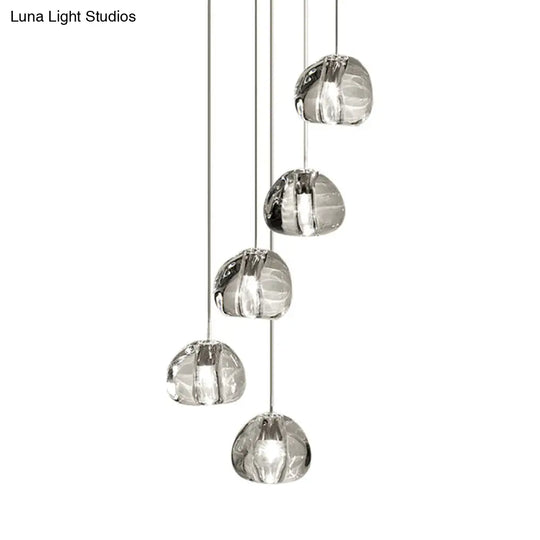 Irregular Ball Crystal Pendant Light - 5/7 Lights Cluster For Living Room Minimal Clear Hanging
