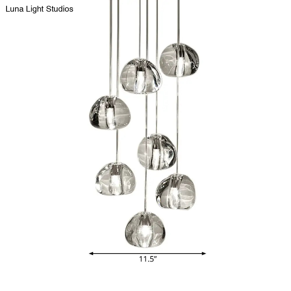 Irregular Ball Crystal Pendant Light - 5/7 Lights Cluster For Living Room Minimal Clear Hanging