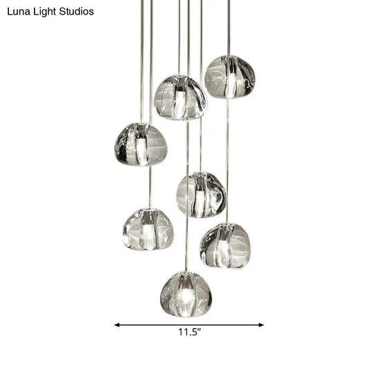 Irregular Ball Crystal Pendant Light - 5/7 Lights Cluster For Living Room Minimal Clear Hanging