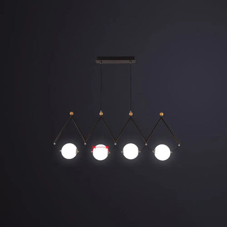 Ivory Glass Minimalist Ball Suspension Light - Creative Island Fixture 4 / Black