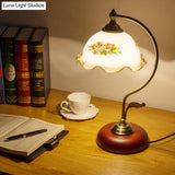 Ivory Glass Scalloped Desk Lamp - Romantic Nightstand Light For Bedroom