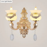 Jade Gold Candle Chandelier With Crystal Accent - Elegant Lighting For Country Living Rooms