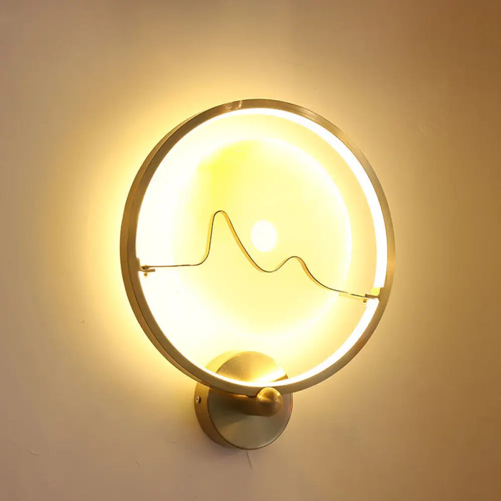 Jade Stone Led Wall Sconce With Gold Ring For Contemporary Clothing Store Lighting