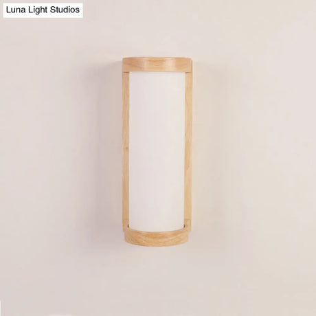 Japanese Cylinder Wall Sconce Lamp - White Glass Bedside Lighting