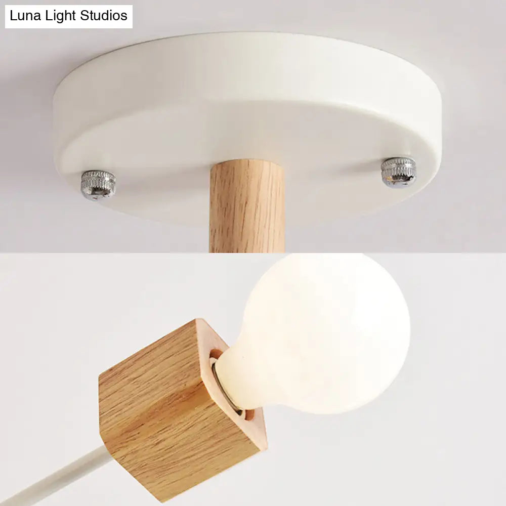 Beige Snowflake Pendant Light: Japanese Style Wood Chandelier For Bedroom