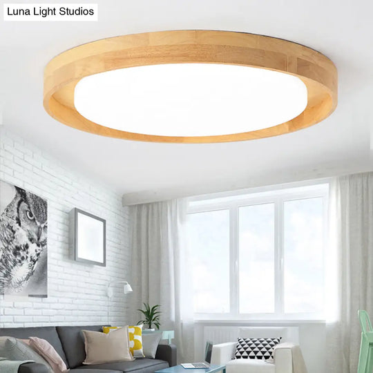 Japanese Style Led Wood Flush Ceiling Light For The Bedroom