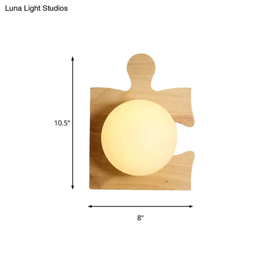 Japanese Style Wooden Puzzle Base Wall Light - 1 Beige Sconce Lamp For Corridor & Kitchen