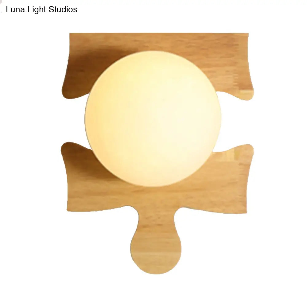 Japanese Style Wooden Puzzle Base Wall Light - 1 Beige Sconce Lamp For Corridor & Kitchen Wood / A