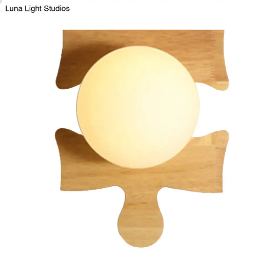 Japanese Style Wooden Puzzle Base Wall Light - 1 Beige Sconce Lamp For Corridor & Kitchen Wood / A