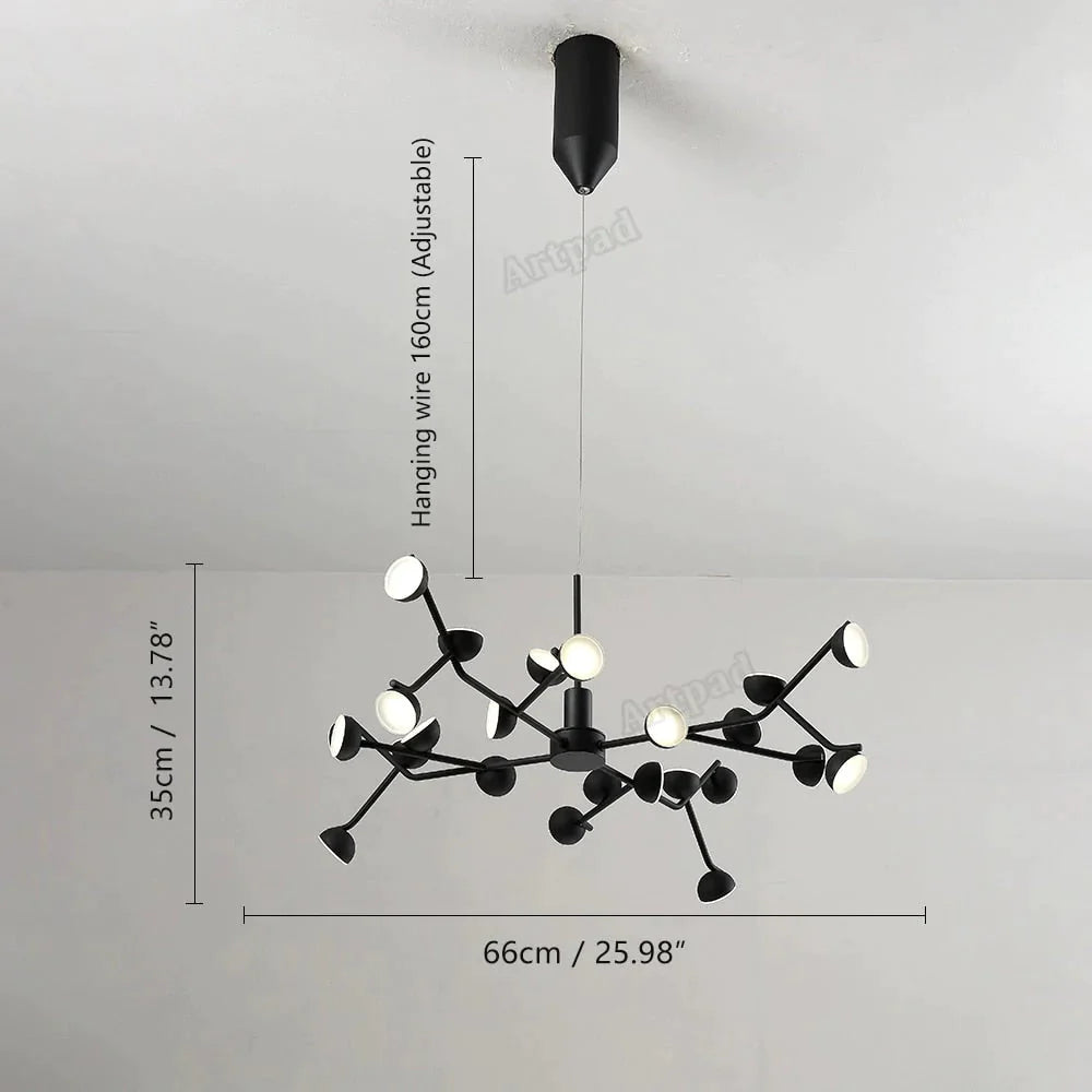 Josephine - Lampe à Suspension Branche d'Arbre Nordique fer Art Suspension