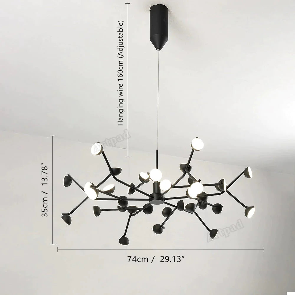 Josephine - Lampe à Suspension Branche d'Arbre Nordique fer Art Suspension