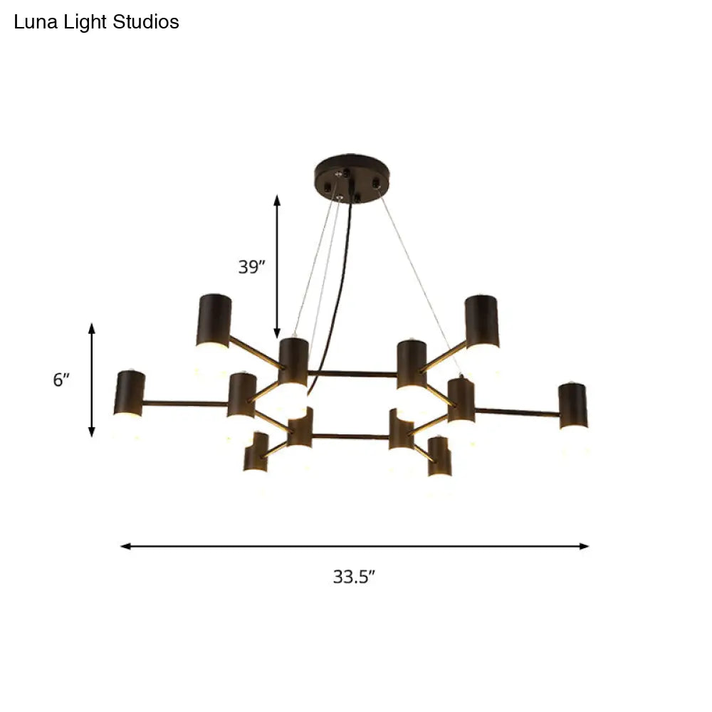 Julia - Black Modern Finish Hanging Light Honeycomb Metal Chandelier For Restaurant Cottage