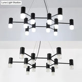 Julia - Black Modern Finish Hanging Light Honeycomb Metal Chandelier For Restaurant Cottage