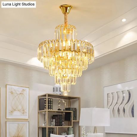 K9 Crystal Cone Shaped Hanging Light: Modern & Luxurious Chandelier For Restaurants
